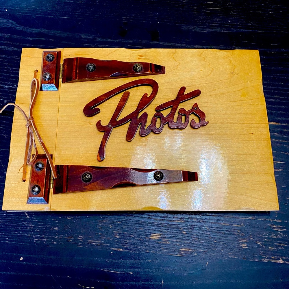 Wood photo book unused retro large 25 pages 8x12”